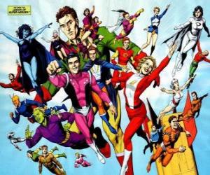 пазл Легион Супер-Героев команды супергероев комиксов, принадлежащих к вселенной, принадлежащих к редакции DC.